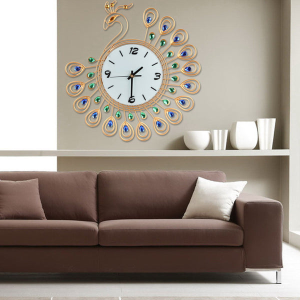 Luxurious Peacock Diamond Wall Clocks