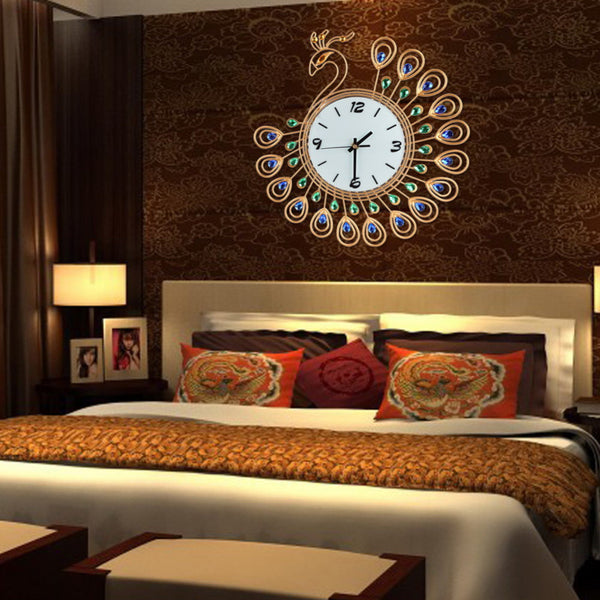 Luxurious Peacock Diamond Wall Clocks