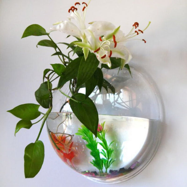 Clear Glass Wall Mounted Flower Vase